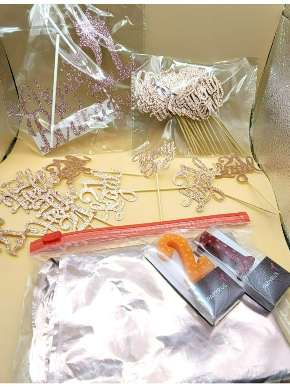 21st Birthday Party Decorations Set Glitter Cake Toppers Candles Balloons JJ3608